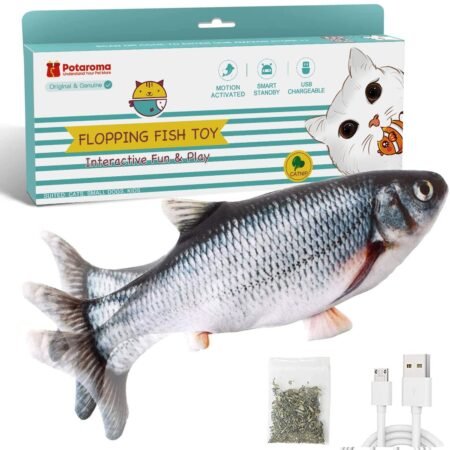 Interactive Flopping Fish Cat Toy – Motion Activated Catnip Toy for Cats (USB Rechargeable, Realistic Wiggle Design)
